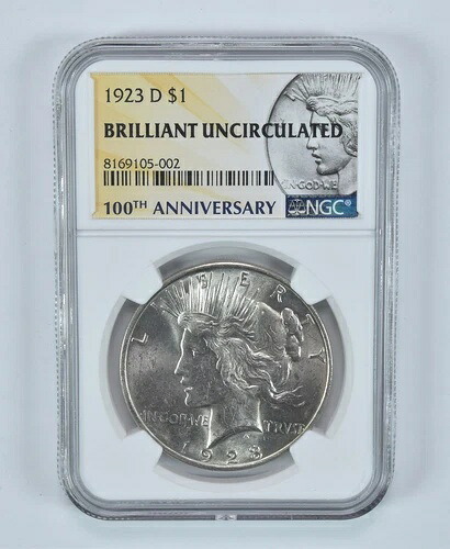 1923-D ピース銀貨 BU NGC 記念ラベル