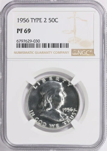 1956年 タイプ2 フランクリン ハーフダラー 50セント プルーフ NGC PF 69 (#030)