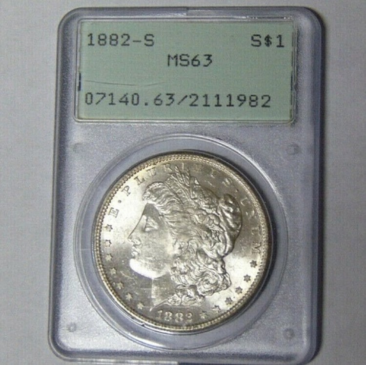 PCGS MS63 1882-S モルガン銀貨 サンフランシスコ造幣局 オールドラトラーホルダー