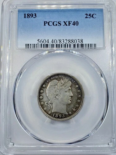 1893年 バーバークォーター シルバー PCGS XF40