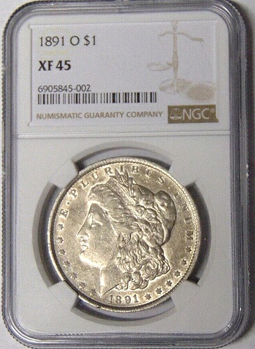 NGC XF45 1891-O モルガン銀貨 ニューオーリンズ造幣局 #6905845-002