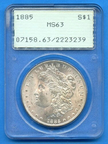 1885 P PCGS MS63 モルガンシルバー 1ドル 米国造幣局コイン 1885-P MS-63 レア ラトラー