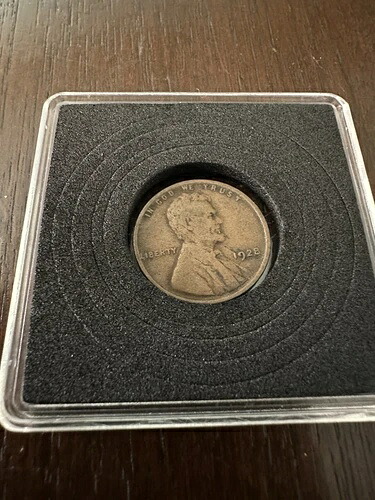 1928 年 ペニー、ミントマークなし、小麦コイン L は縁にエラーがあります。