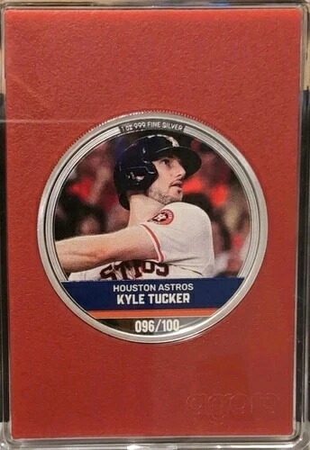 2024年ニウエ 1オンス プルーフシルバー MLBトレーディングコイン カイル・タッカー ルビー ミント数 #96/100