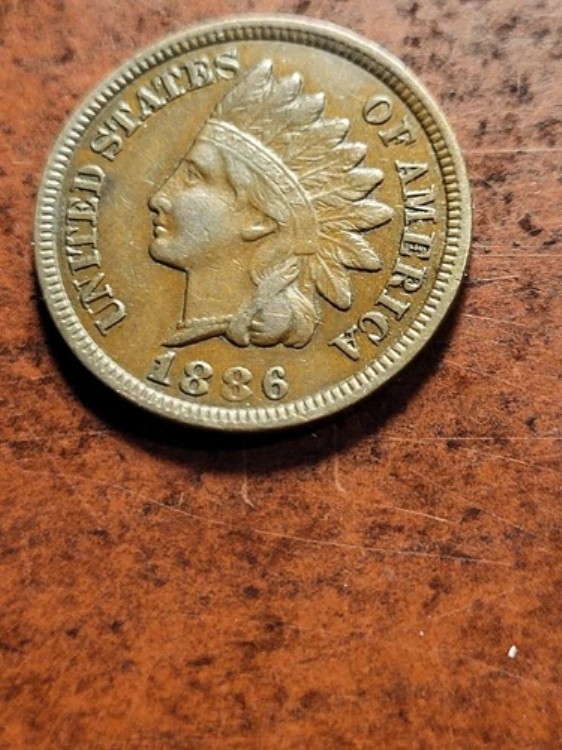 1886年インディアンヘッド銅貨、タイプ2、フィラデルフィア inv04 p70ej