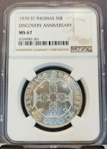1970年 セントトーマス＆プリンス シルバー 50エスクード ディスカバリーアニバーサリー NGC MS 67 トップポップ 1 84,700円