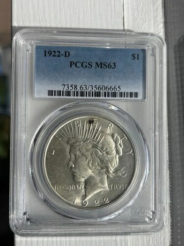 1922-D ピース銀貨 PCGS MS63 認定 デンバー造幣局