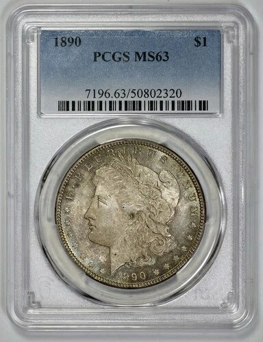 1890年 モルガン銀貨 1ドル PCGS MS 63 トーン