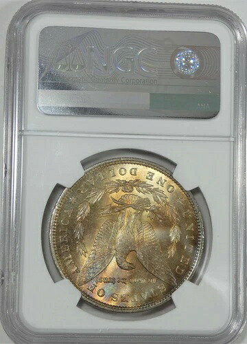 1896年製モルガンシルバー1ドルの美しいリバーシブルキャリコ調、NGC MS 62認定