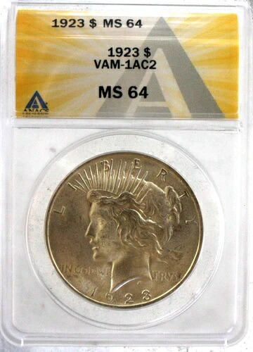 ANACS MS 64 1923P VAM 1AC2、ウィスカーチン、Xスクラットベロタロン、ツインクラッシュスパイク