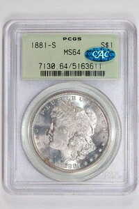 1881-S モーガン ドル PCGS MS64 CAC OGH - セミ PL!