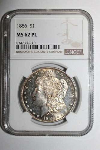 1886 PL MS62 モルガン銀貨 NGC