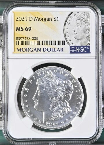 2021年「D」モルガン銀貨 NGC MS-69