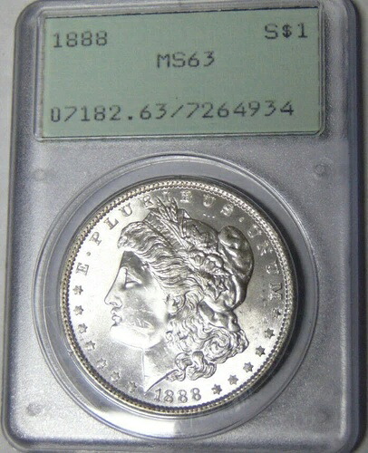 PCGS MS63 1888年 モルガン銀貨 フィラデルフィア造幣局 オールドラトラーホルダー (a)