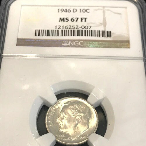 1946年 D ルーズベルト ダイム NGC MS 67 フィート FB フルトーチバンド W56|WORLD RESOURCE【KING店】