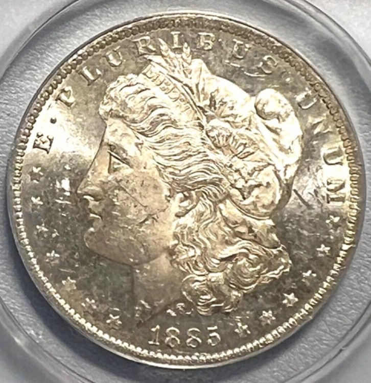 1885 O モーガン シルバー ダラー MS 62 カメオ PL ANACS - 目立つコイン!