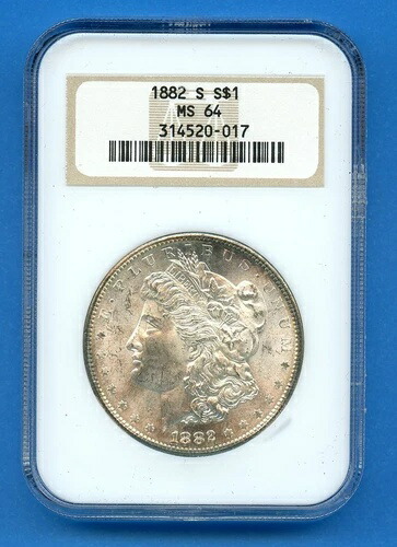 1882 S NGC MS64 モルガン シルバー ダラー $1 米国造幣局コイン 1882-S MS-64 オールド ファッティ
