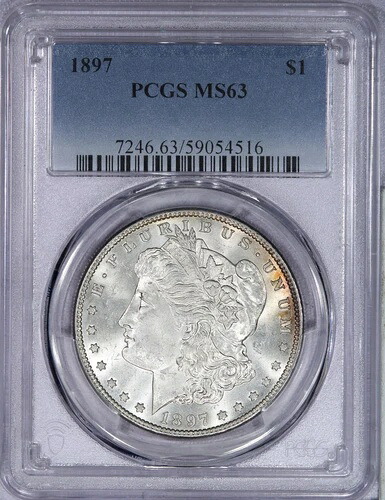 1897 年 モーガン シルバー ダラー $1 PCGS MS63 - 美しい色調!