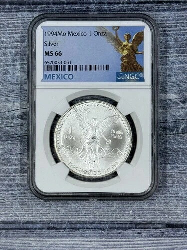1994年 メキシコ リベルタッド 1オンス 銀貨 .999 NGC MS66