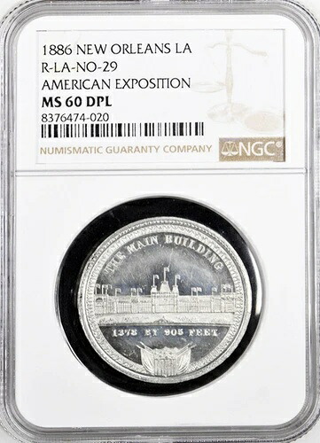 1886年北南中米博覧会メダル - ニューオーリンズ、ルイジアナ州、MS60 DPL - トークン