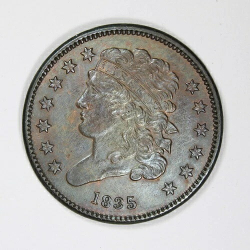 1835年 クラシックヘッドハーフセント AU 未流通 AU 初期銅貨