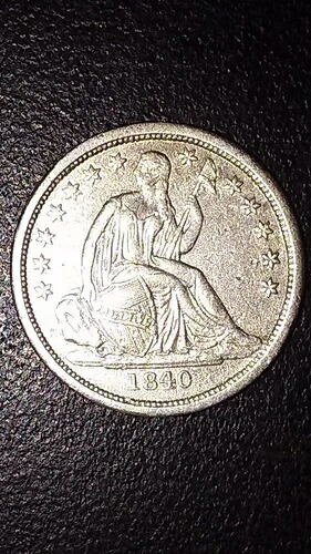 1840年 着席自由の女神像 10セント硬貨（飾りなし）