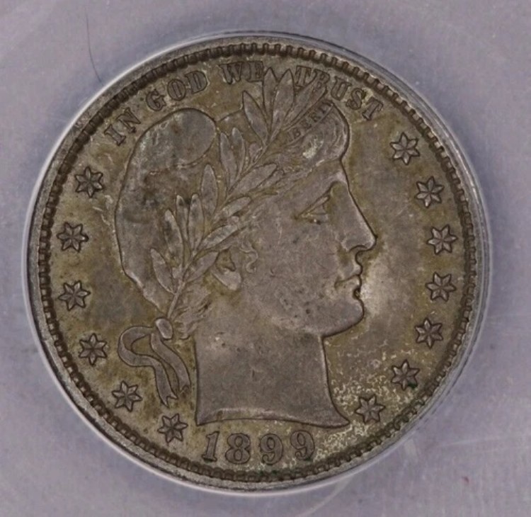 1899-P 1899 バーバー クォーター 25セント ANACS - AU53