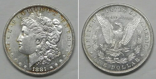 X4819 1881年モルガン・ダラー、チョイス・トゥ・ジェム BU PL