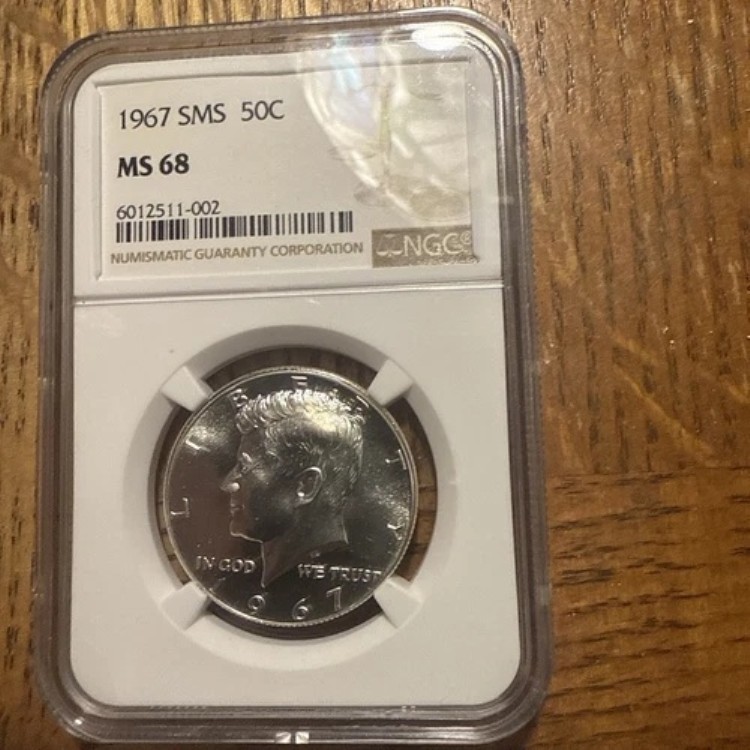 1967年 SMS 50セント ケネディ ハーフダラー NGC MS 68