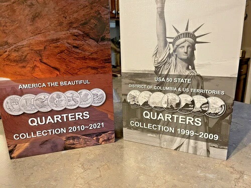 アメリカ国立公園、アメリカ州および準州の25セント硬貨（コイン付き！）2冊とも！
