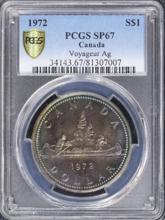 1972年 カナダ S$1 シルバー ボヤージュール 銀貨 PCGS SP 67