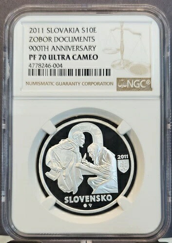 2011 スロバキア シルバー 10 ユーロ ゾボール ドキュメント NGC PF 70 ウルトラ カメオ パーフェクト ポップ 1