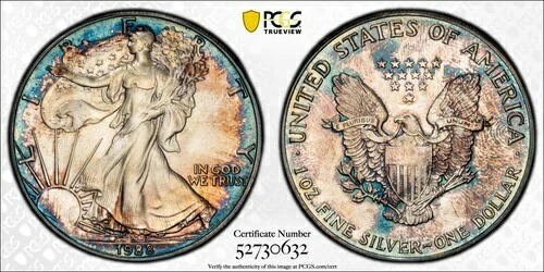 1988年 P 地金 シルバー イーグル PCGS MS-67 シルバー イーグル