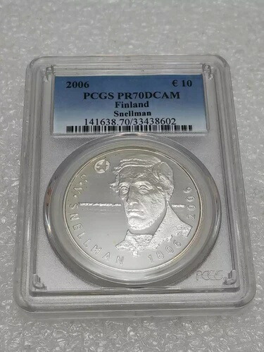 フィンランド 2006年 スネルマン 10ユーロ銀貨 PCGS PR70 状態