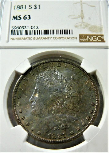1881-S モルガン銀貨 NGC MS63 トーン