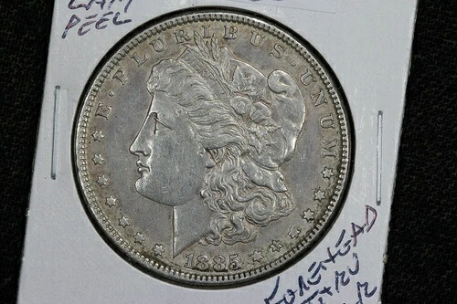 1885年モルガン・ダラー、ラミネートピール、ミントエラー4IDQ