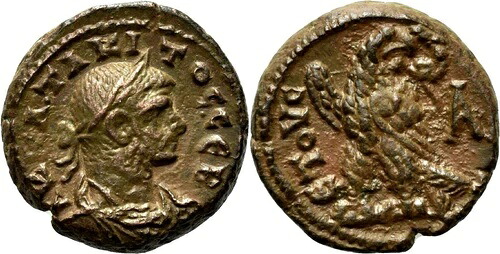 *AET* TACITUS AE テトラドラクマ金貨。アレクサンドリア造幣局発行。EF/EF+。イーグル。