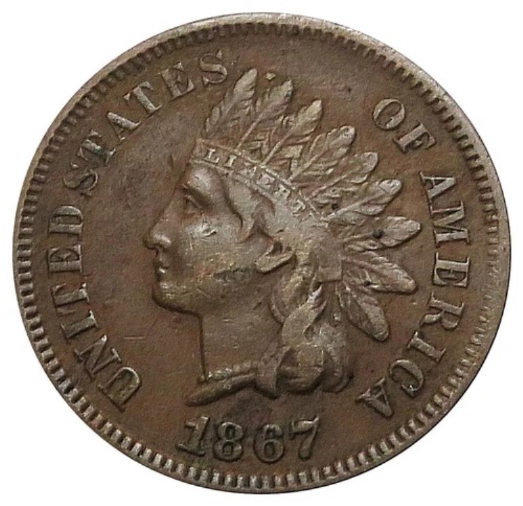 1867年インディアンヘッドセント1セントコイン、非常に良好な状態