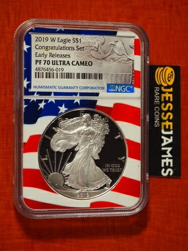2019 W プルーフ シルバー イーグル NGC PF70 ウルトラカメオ ER 祝賀セット フラッグコア