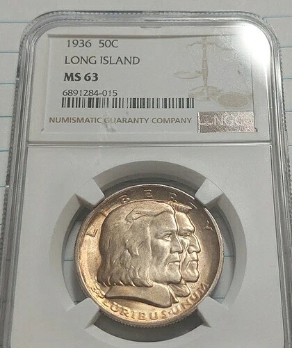 1936年ロングアイランド・ターセンタリー・ハーフダラー NGC MS-63（トーン付き）