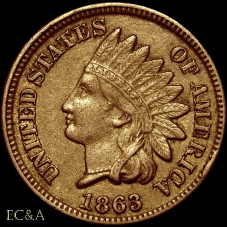 1863年インディアンヘッドセントMPD、退役軍人、クッド、牧師、ダイクラック、非常に希少（IH326）