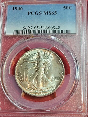 1946年ウォーキング・リバティ・ハーフダラーPCGS MS65