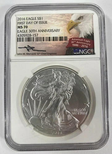 2016年 1ドル銀貨アメリカンイーグル、NGCによりMS-70 FDOI Mercanti Signatureと評価|WORLD RESOURCE【KING店】