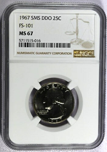 1967年 NGC MS67 SMS DDO FS-101 ワシントン クォーター