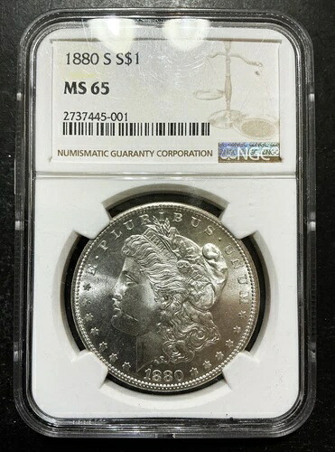 NGC MS65 1880-S モーガン銀貨 1ドル 素晴らしい宝石 BU PQ 未流通コイン c8