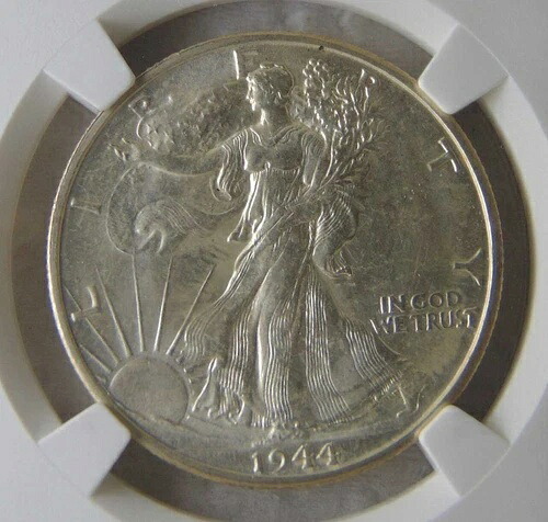1944年 D ウォーキング・リバティ 50セント銀貨 ハーフドル、NGC MS65、良品 84,700円