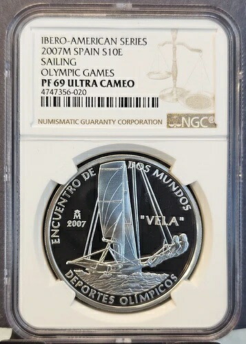 2007年 スペイン シルバー 10 ユーロオリンピック セーリング NGC PF 69 ウルトラカメオ 希少