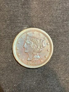 1855年 ハーフセント、斜め5セント 84,700円