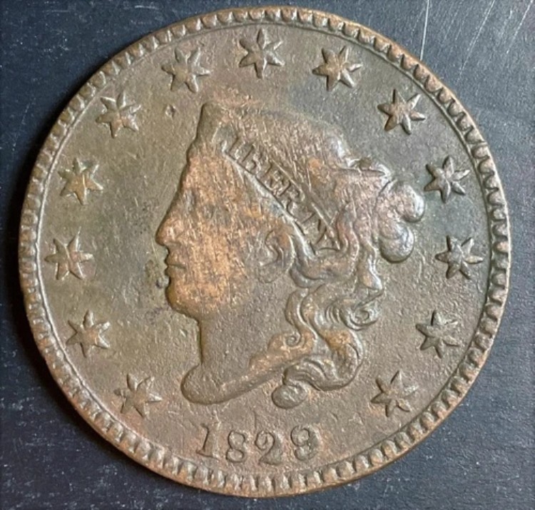1829年コロネットヘッドラージセント希少な旧植民地コイン、素晴らしい収集品、d489