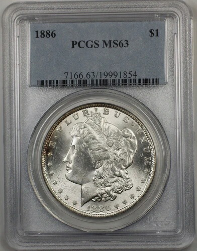 1886年 モルガン シルバー ダラー 1ドル コイン PCGS ベターコイン MS-63 (BR-19 C)